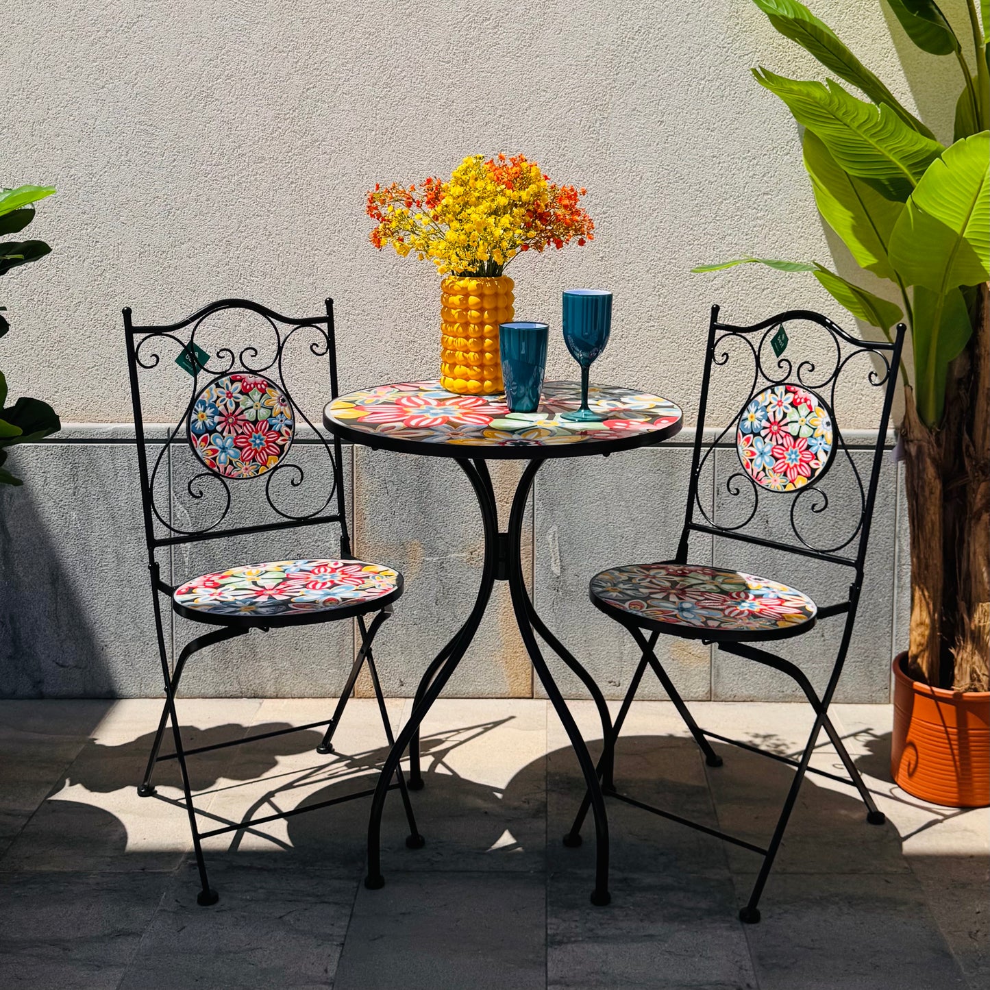 Set tavolo con sedie pieghevoli in metallo con mosaico - Sanremo - BEST - 65978272547194