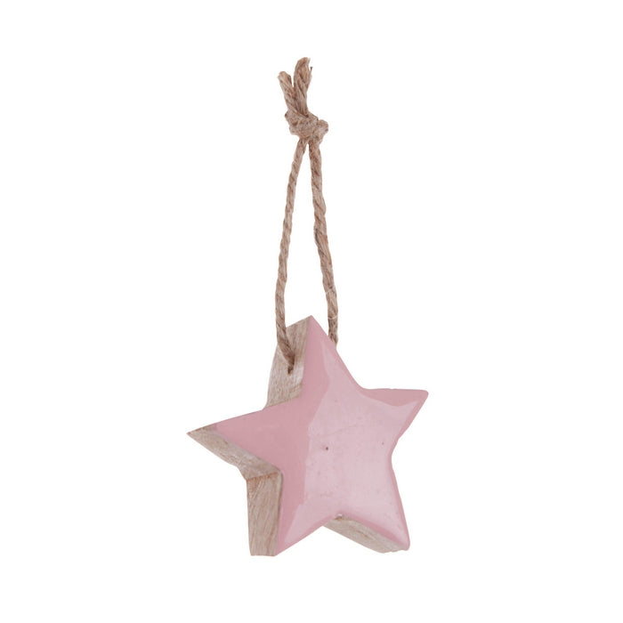 Pendaglio per decorazione natalizia Stella rosa in legno - Haley