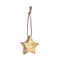 Pendaglio per decorazione natalizia Stella oro in legno - Haley
