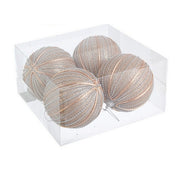 Set 4 sfere di Natale per decorazione champagne 10 cm - Harper