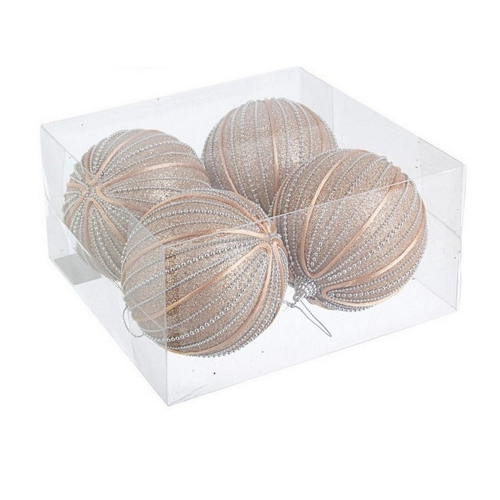 Set 4 sfere di Natale per decorazione champagne 10 cm - Harper