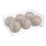 Set 6 sfere di Natale per decorazione champagne 8 cm - Harper