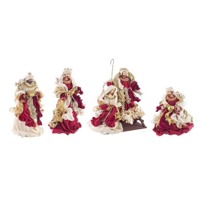 Natività con 6 figure color bordeaux - Fastosa