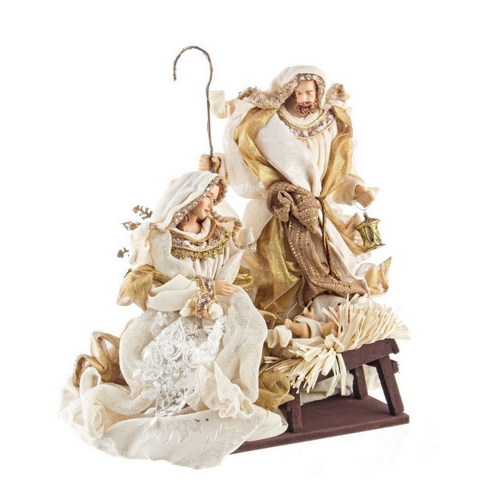 Natività con 3 figure sacra famiglia color champagne - Fastosa