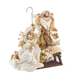 Natività con 3 figure sacra famiglia color champagne - Fastosa