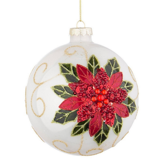 Palla di Natale in vetro con fiore di poinsezia - Poinsezia