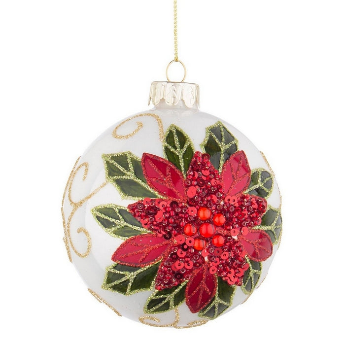 Palla di Natale in vetro con fiore di poinsezia - Poinsezia