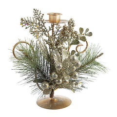 Porta candela natalizio ad un fuoco con bacche dorate - Admiral