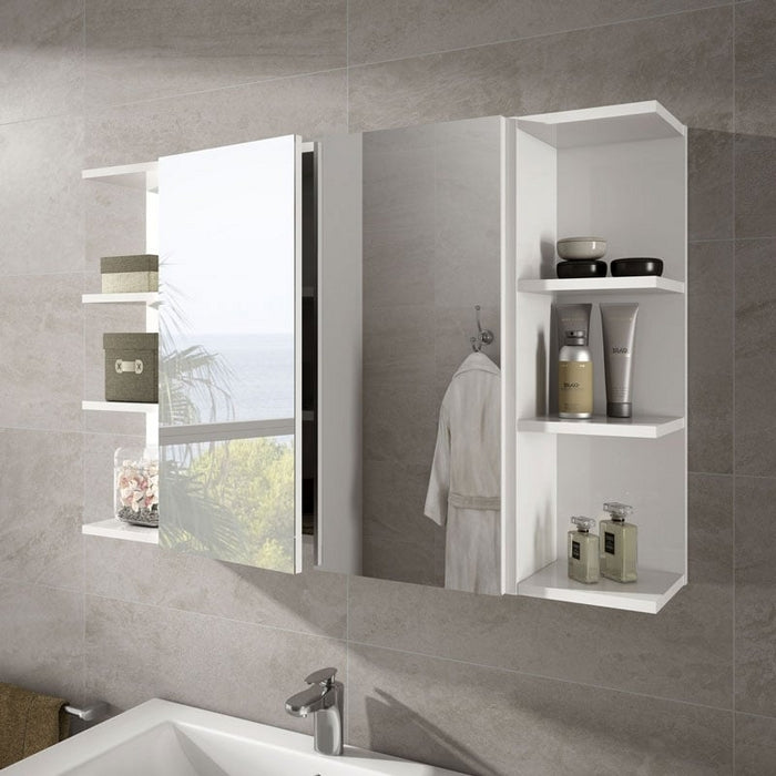 Armadietto da bagno con specchio bianco - FORES - 34268002320600