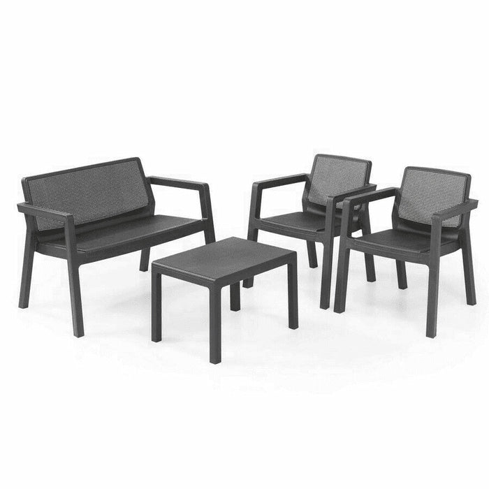 Set da giardino con cuscini con divano e due poltrone - Emily Lounge