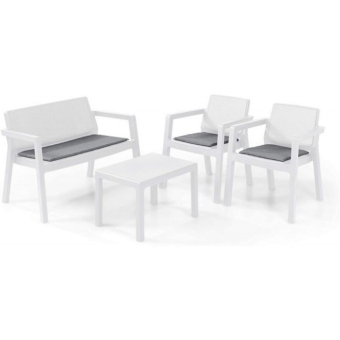Set da giardino con cuscini con divano e due poltrone - Emily Lounge