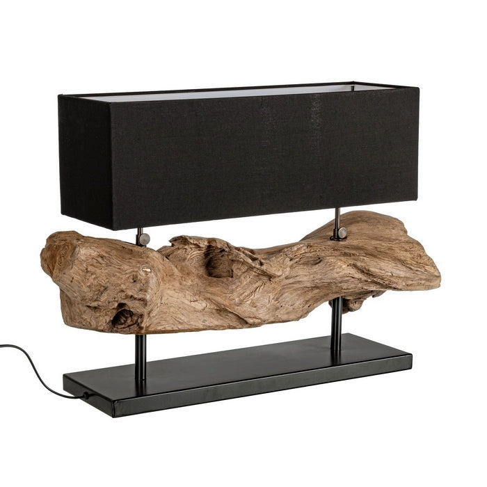 Lampada da tavolo rettangolare in legno nera Kleta