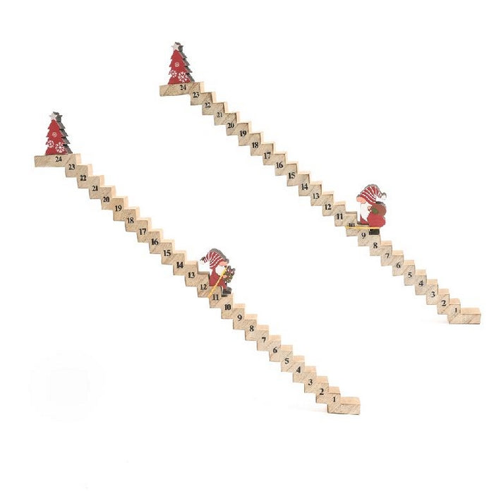 Calendario dell'avvento Scala con Babbo in legno