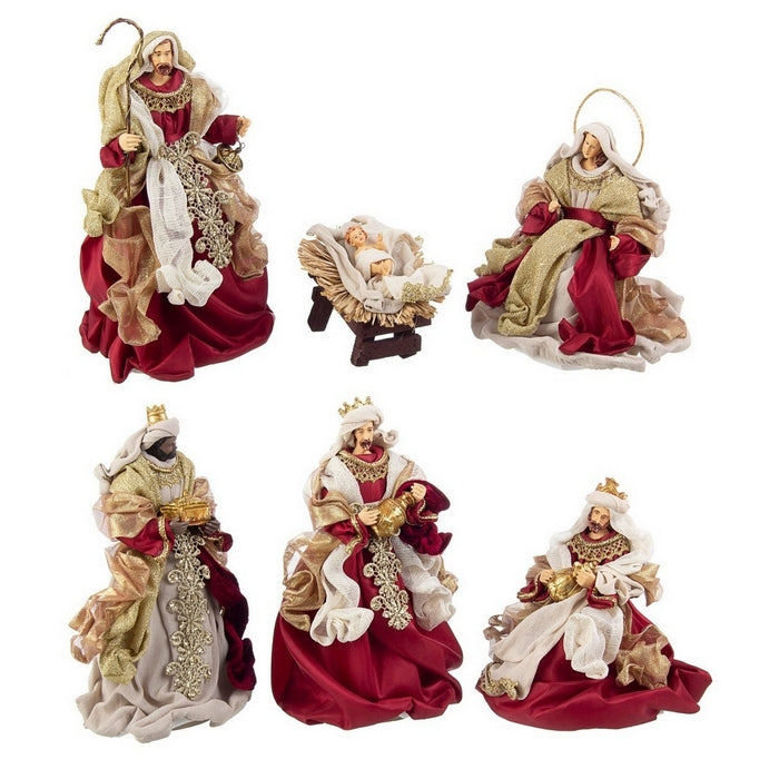 Natività con 6 figure color bordeaux - Fastosa