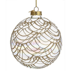 Palla di Natale in vetro iridescente con glitter dorati - Prism