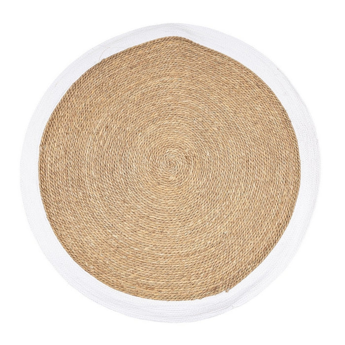 Tappeto tondo naturale con bordo colorato 120 cm - Zhara