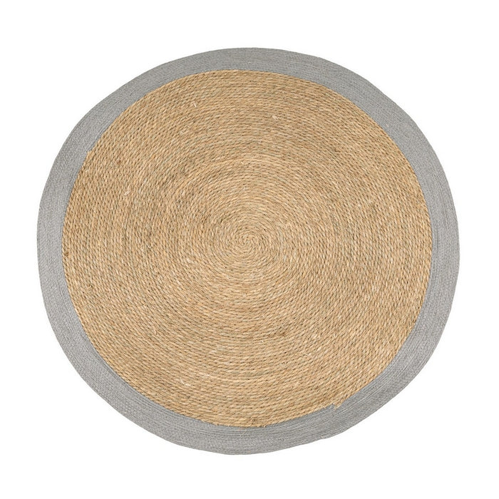 Tappeto tondo naturale con bordo colorato 120 cm - Zhara