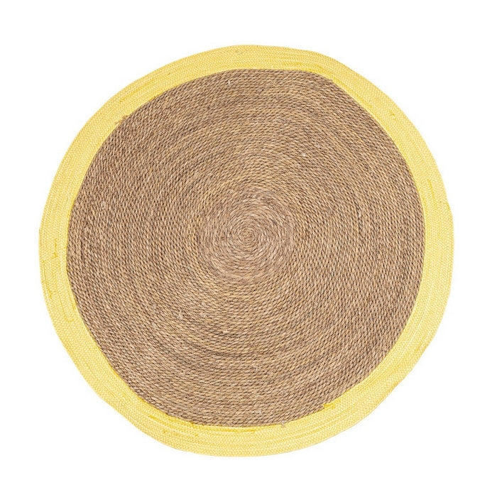 Tappeto tondo naturale con bordo colorato 120 cm - Zhara