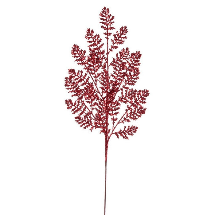 Ramo con foglie glitterate per decorazione natalizia 70 cm - Katel