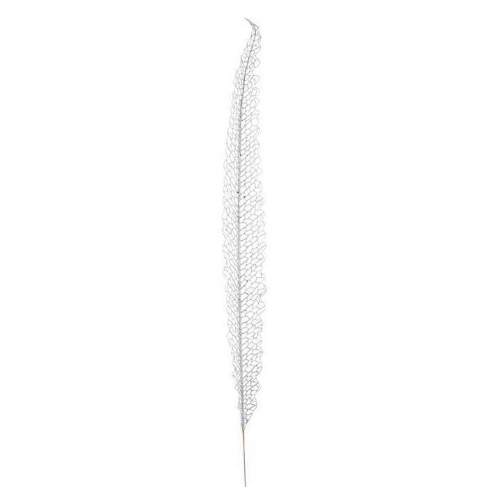 Foglia lineare argentata con glitter per decorazione natalizia 97 cm