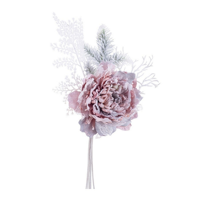 Pick con peonia innevata per decorazione natalizia - Ginny