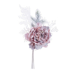 Pick con peonia innevata per decorazione natalizia - Ginny
