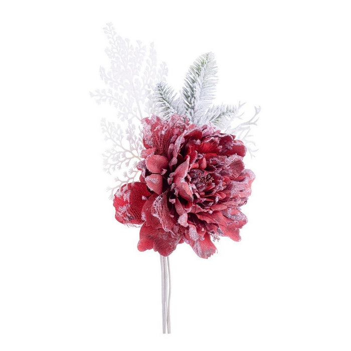 Pick con peonia innevata per decorazione natalizia - Ginny