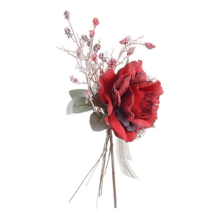 Pick con fiore di rosa e bacche per decorazione natalizia