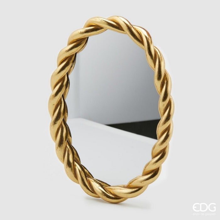 Specchio tondo con cornice colorata ad intreccio - Torchon