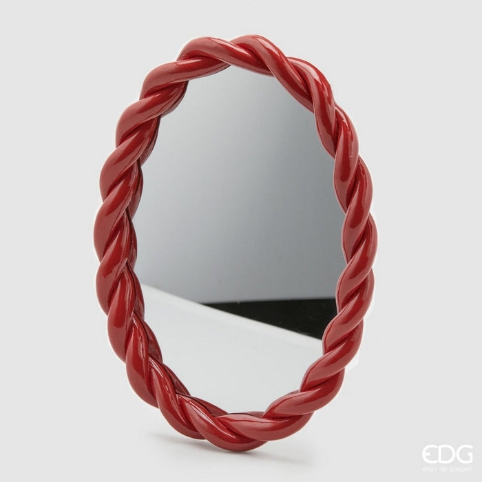 Specchio tondo con cornice colorata ad intreccio - Torchon