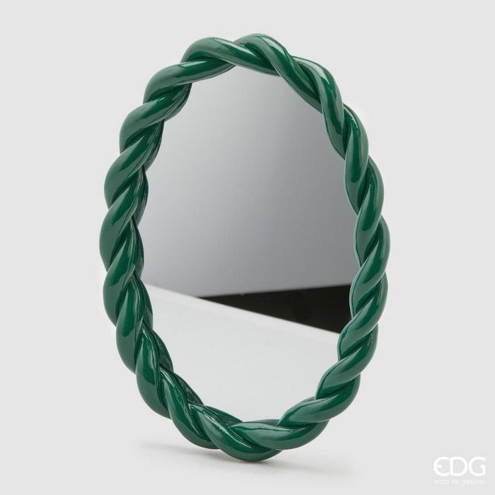 Specchio tondo con cornice colorata ad intreccio - Torchon