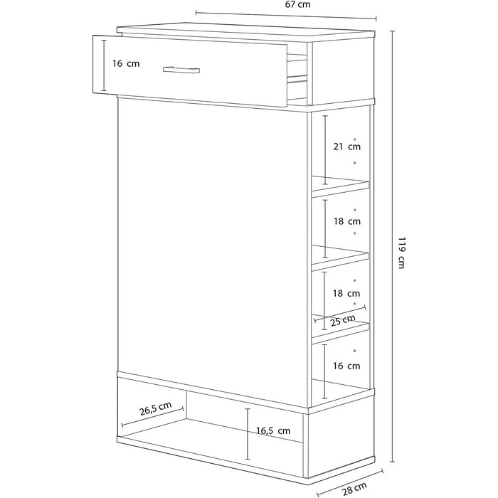 Scarpiera multiuso con ripiani