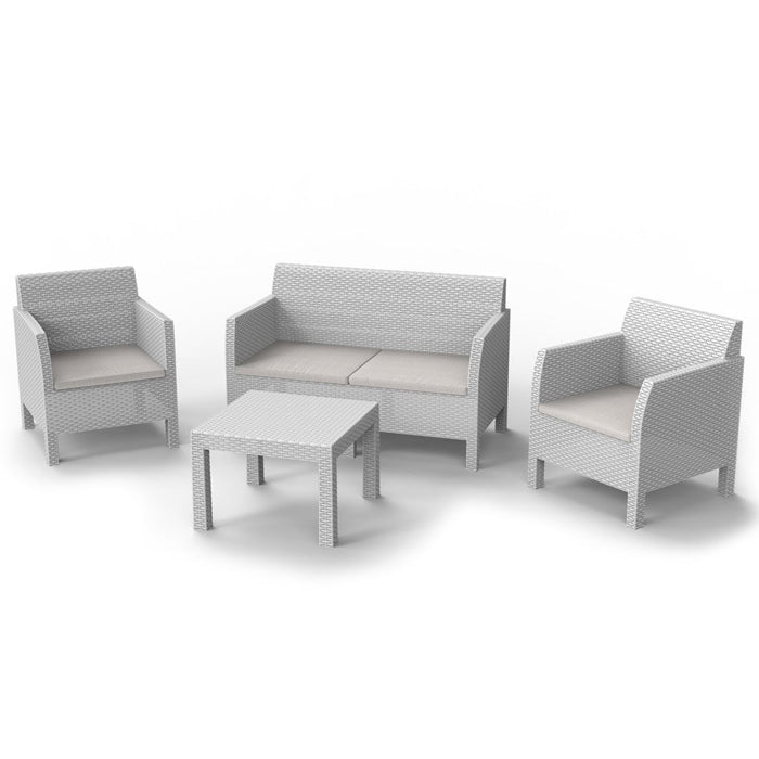 Salotto da giardino effetto rattan 4 posti con cuscini - Matilde - TOOMAX - 34321277583576