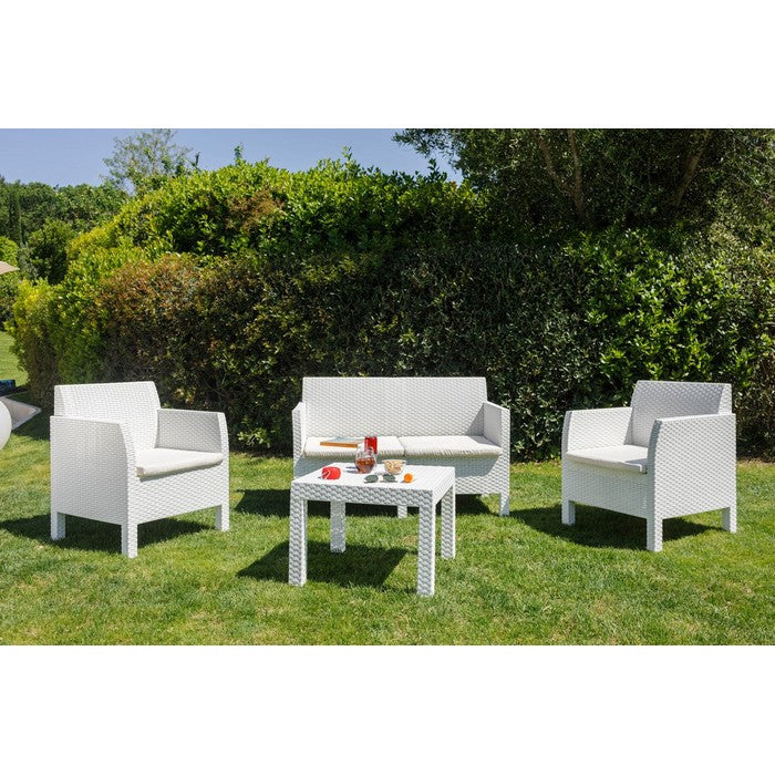 Salotto da giardino effetto rattan 4 posti con cuscini - Matilde - TOOMAX - 34321280991448