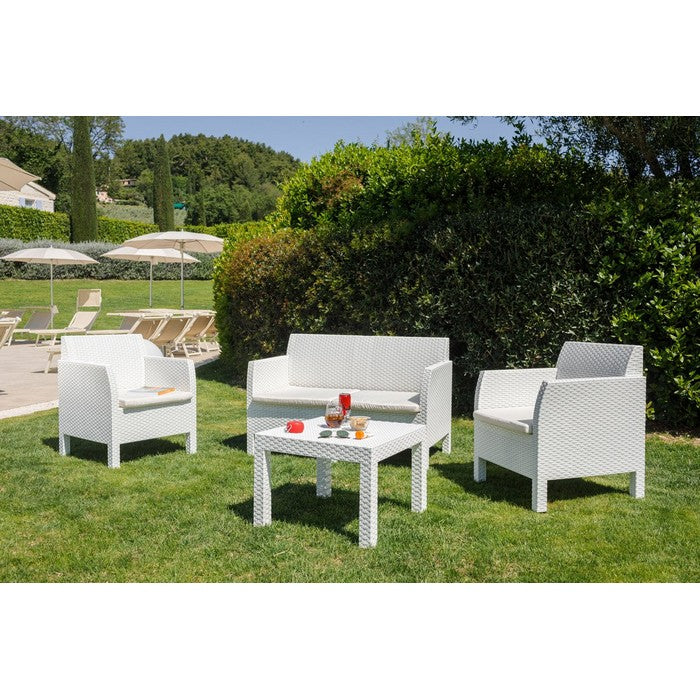 Salotto da giardino effetto rattan 4 posti con cuscini - Matilde - TOOMAX - 34321282793688