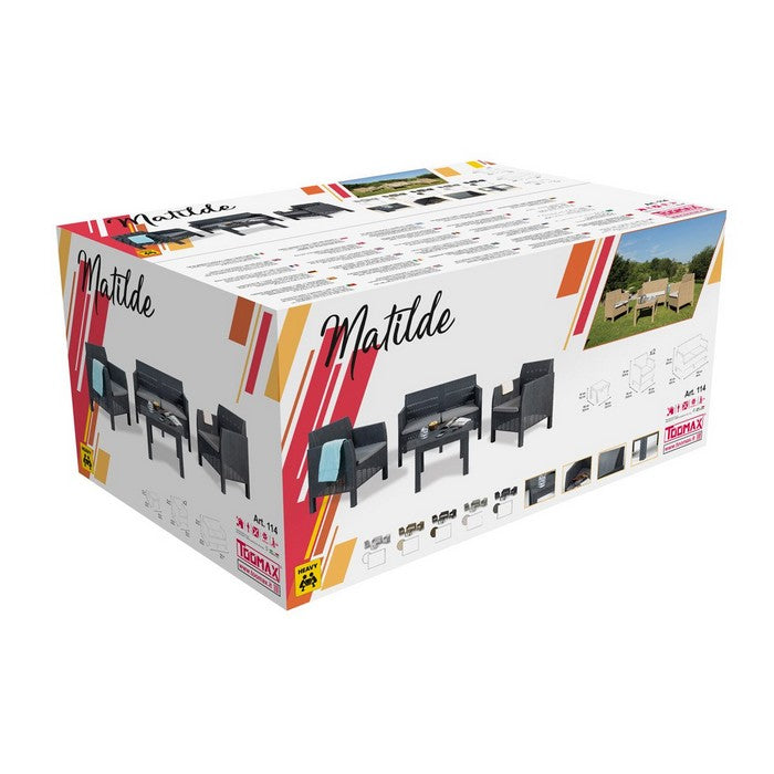 Salotto da giardino effetto rattan 4 posti con cuscini - Matilde - TOOMAX - 34321283219672