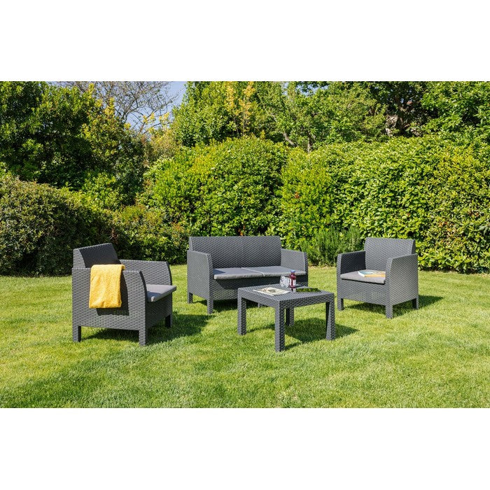 Salotto da giardino effetto rattan 4 posti con cuscini - Matilde - TOOMAX - 34272014303448