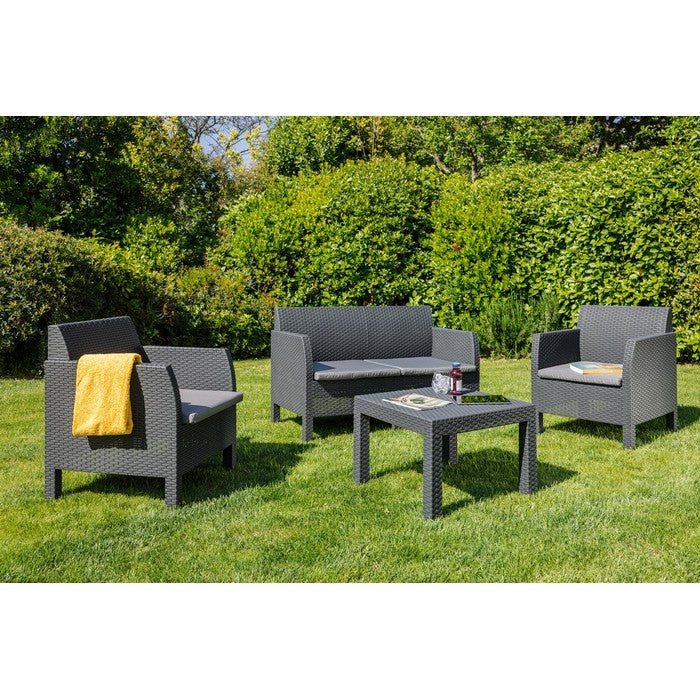 Salotto da giardino effetto rattan 4 posti con cuscini - Matilde - TOOMAX - 34272015057112