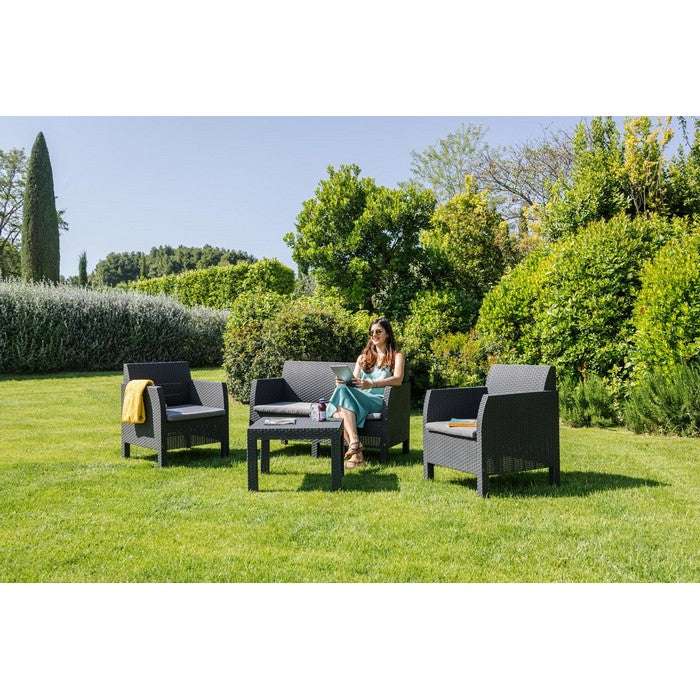 Salotto da giardino effetto rattan 4 posti con cuscini - Matilde - TOOMAX - 34272015352024
