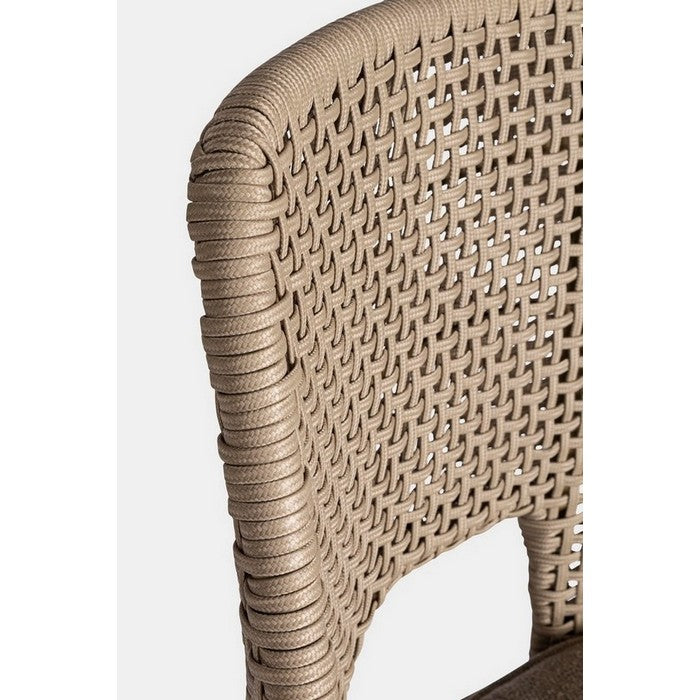 Sgabello alto da bar in corda e legno - Hesperia