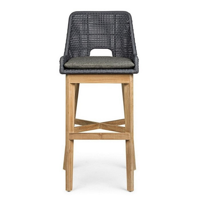 Sgabello alto da bar in corda e legno - Hesperia