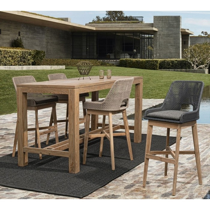 Sgabello alto da bar in corda e legno - Hesperia