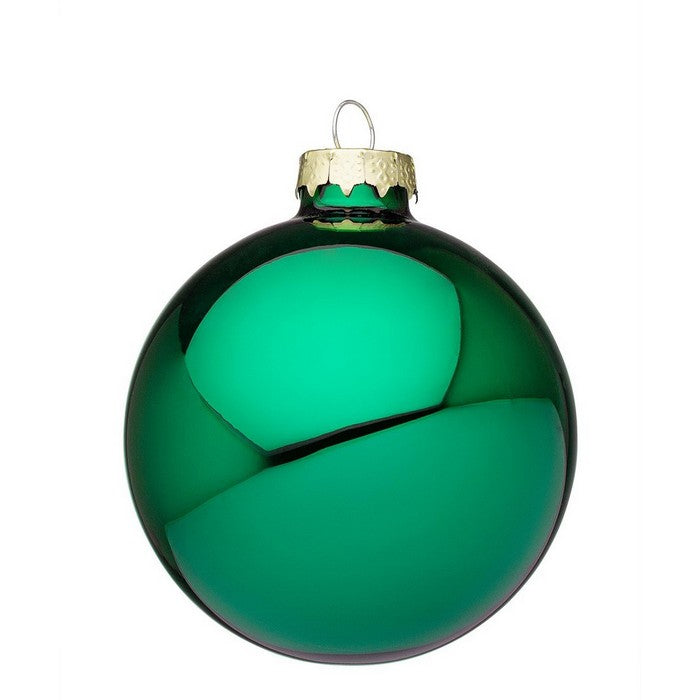 Palla di Natale in vetro verde smeraldo lucido