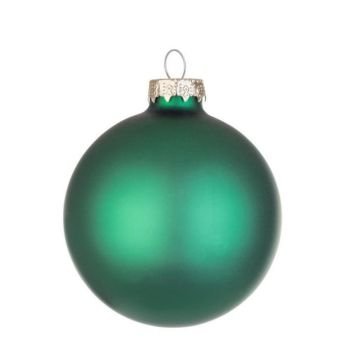 Palla di Natale in vetro verde smeraldo opaco