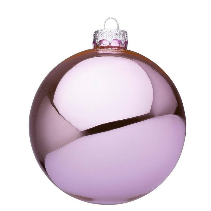 Palla di Natale in vetro rosa caldo lucido