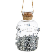 Pendaglio natalizio bottiglia in vetro con glitter argento - Isla