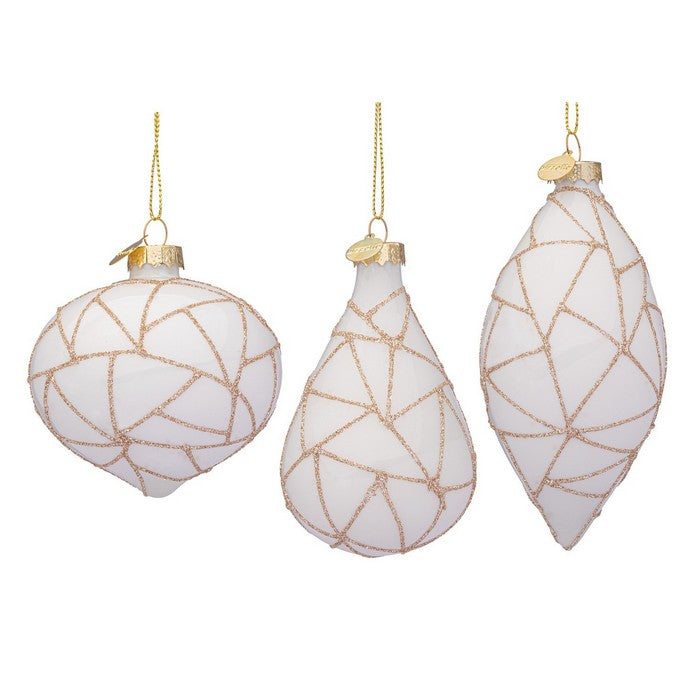 Pendaglio natalizio in vetro con decorazioni dorate - Wedge