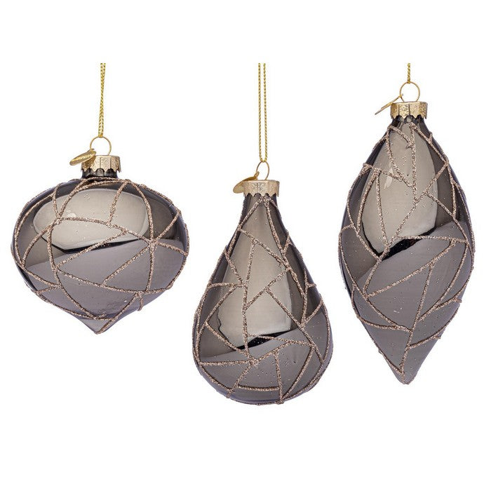 Pendaglio natalizio in vetro con decorazioni dorate - Wedge