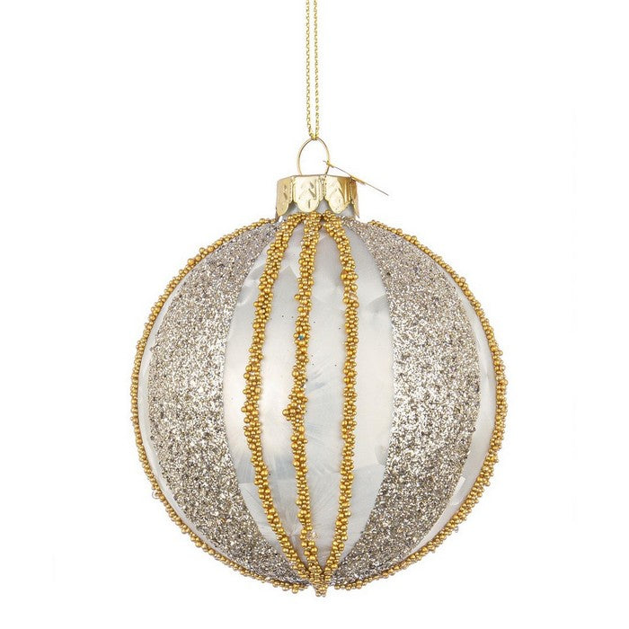 Palla di Natale realizzata in vetro con perline e glitter - Perl
