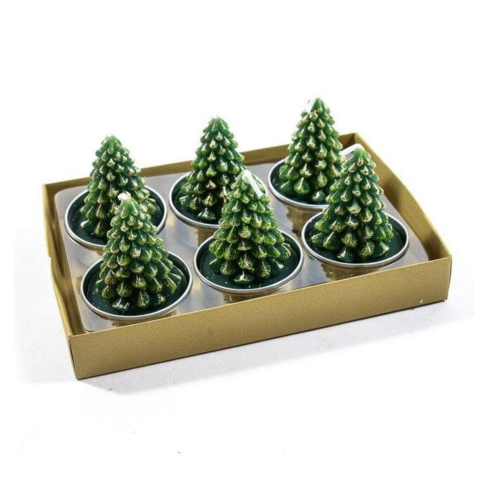 Set 6 tealight a forma di albero verde